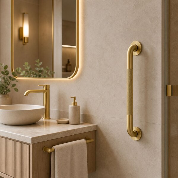 Bară de sprijin dreaptă pentru baie Brush Gold