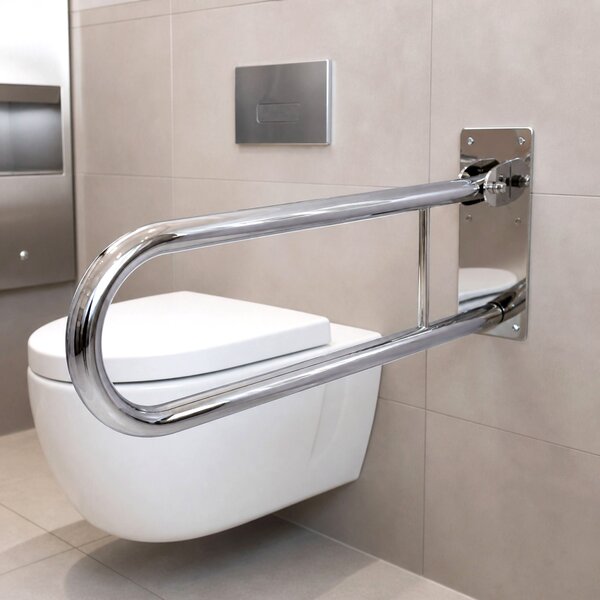 Bară de sprijin pliabilă pentru baie Chrome