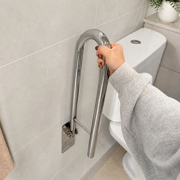 Bară de sprijin pliabilă pentru baie Chrome