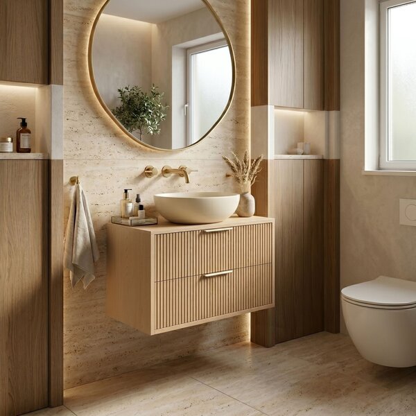 Dulap baie pentru lavoar Rea Mono 60cm Beige