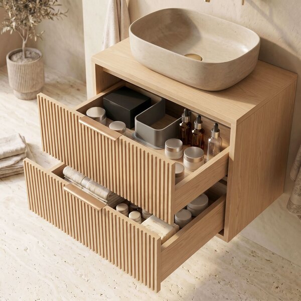 Dulap baie pentru lavoar Rea Mono 60cm Beige