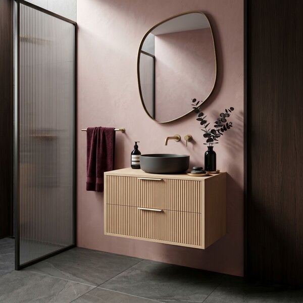 Dulap baie pentru lavoar Rea Mono 80cm Beige