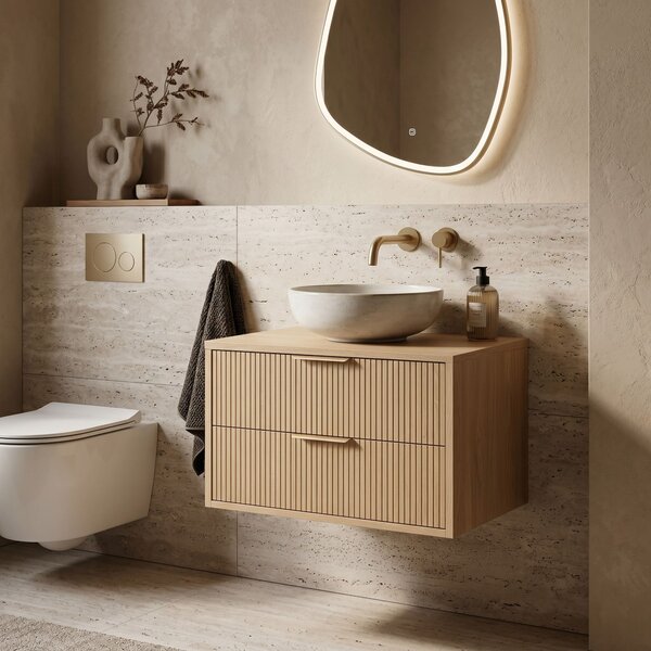 Dulap baie pentru lavoar Rea Mono 80cm Beige