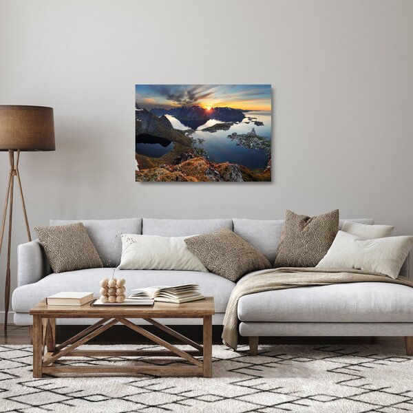 Tablou pe sticlă - Peisaj montan, Norvegia (70x50 cm)