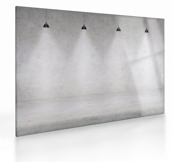 Tablou pe sticlă - Perete de beton cu lumini (70x50 cm)
