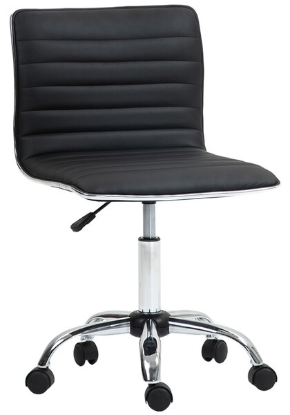HOMCOM Scaun Ergonomic de Birou din Piele Ecologică cu Înălțime Reglabilă, Șezut Rotativ și 5 Rotile, 48x52x90 cm, Negru | Aosom Romania
