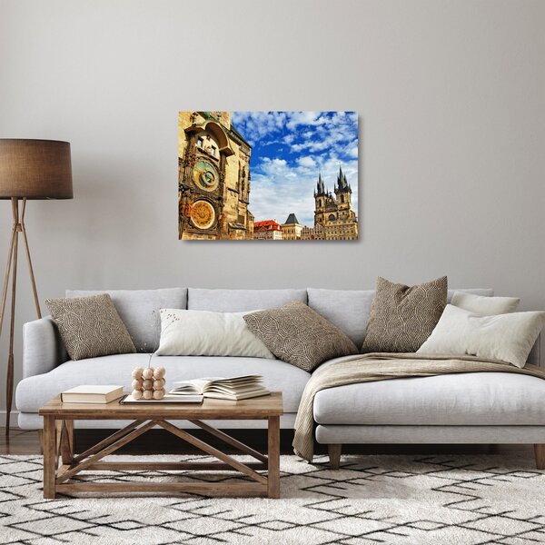 Tablou pe sticlă - Ceasul astronomic din Praga (70x50 cm)