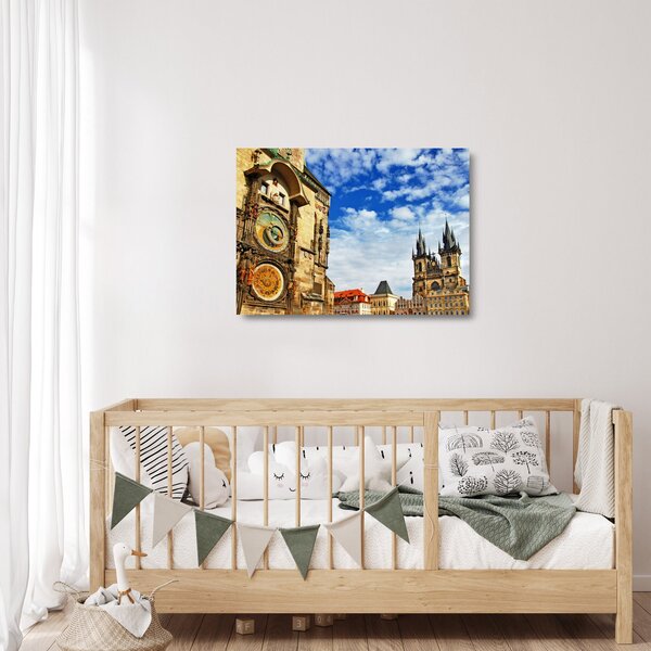Tablou pe sticlă - Ceasul astronomic din Praga (70x50 cm)