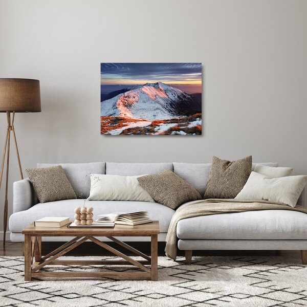 Tablou pe sticlă - Panoramă montană de iarnă II. (70x50 cm)