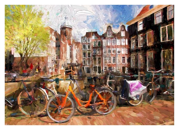 Tablou pe sticlă - Amsterdam, pictură (70x50 cm)