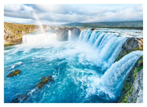 Tablou pe sticlă - Cascada Godafoss (70x50 cm)