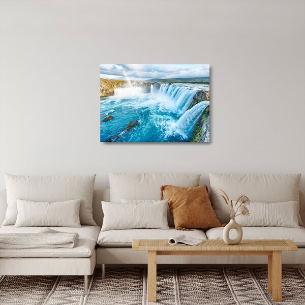 Tablou pe sticlă - Cascada Godafoss (70x50 cm)