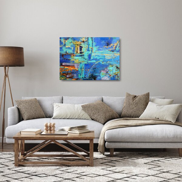 Tablou pe sticlă - pictură abstractă în ulei (70x50 cm)