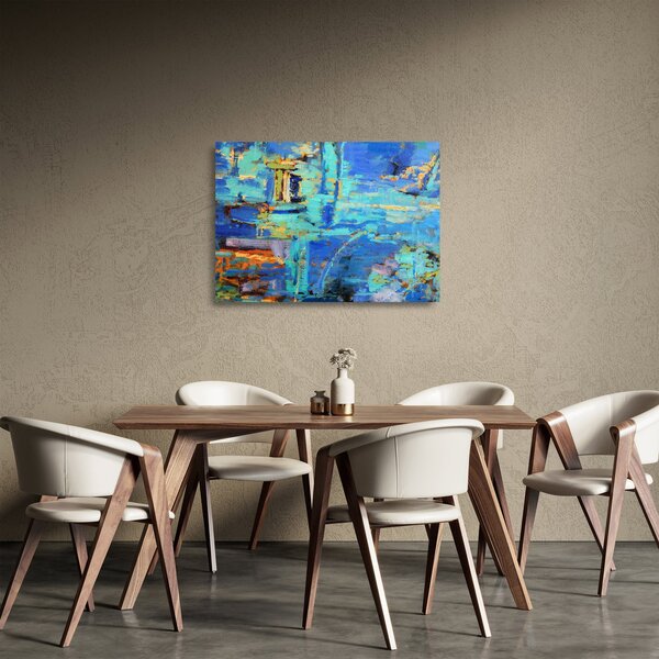 Tablou pe sticlă - pictură abstractă în ulei (70x50 cm)