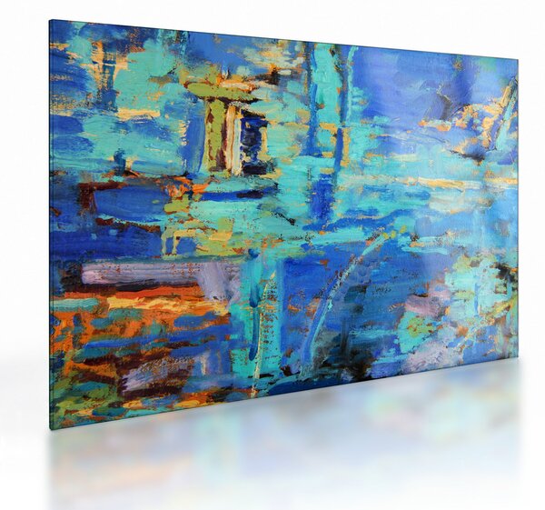 Tablou pe sticlă - pictură abstractă în ulei (70x50 cm)