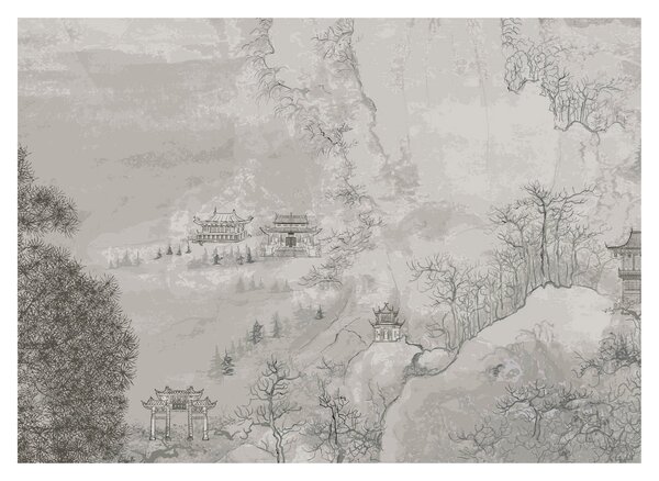 Tablou pe sticlă - Peisaj chinezesc (70x50 cm)