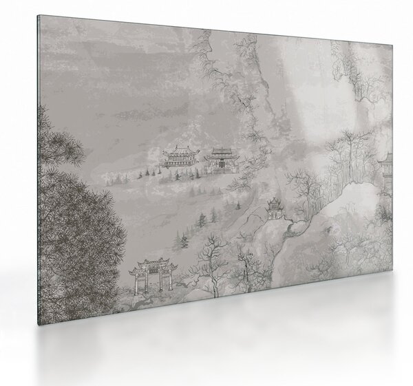 Tablou pe sticlă - Peisaj chinezesc (70x50 cm)