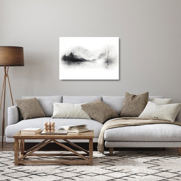 Tablou pe sticlă - pictură cu cerneală de peisaj (70x50 cm)