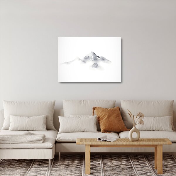 Tablou pe sticlă - Pictură cu cerneală de munți (70x50 cm)