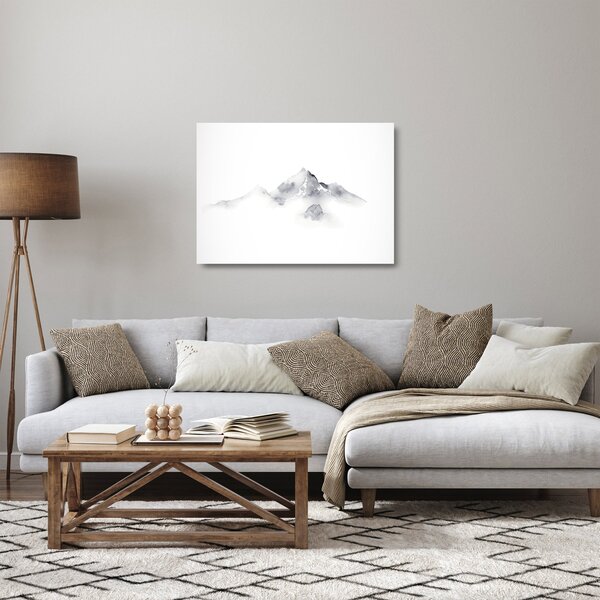 Tablou pe sticlă - Pictură cu cerneală de munți (70x50 cm)
