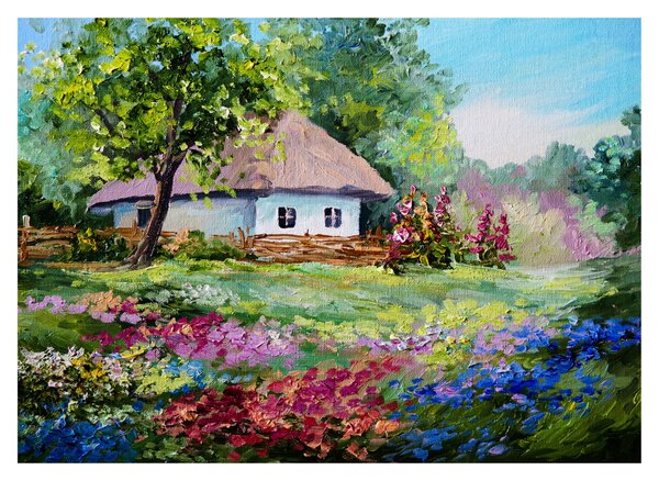 Tablou pe sticlă - Cabană (70x50 cm)