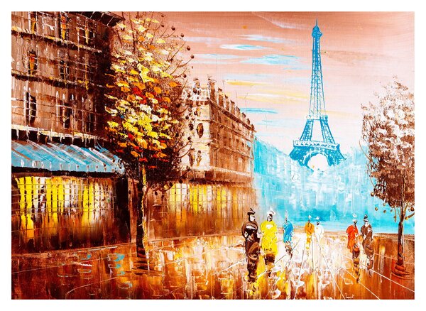 Tablou pe sticlă - Vremea ploioasă și Turnul Eiffel (70x50 cm)