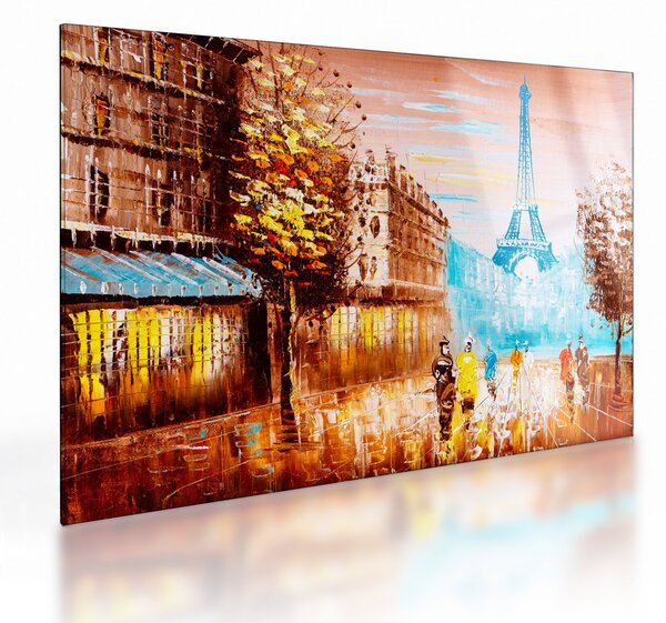 Tablou pe sticlă - Vremea ploioasă și Turnul Eiffel (70x50 cm)
