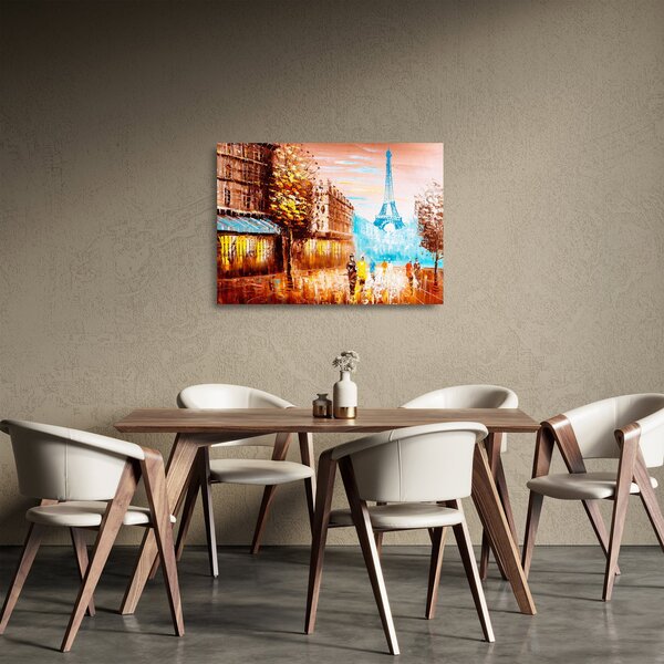 Tablou pe sticlă - Vremea ploioasă și Turnul Eiffel (70x50 cm)