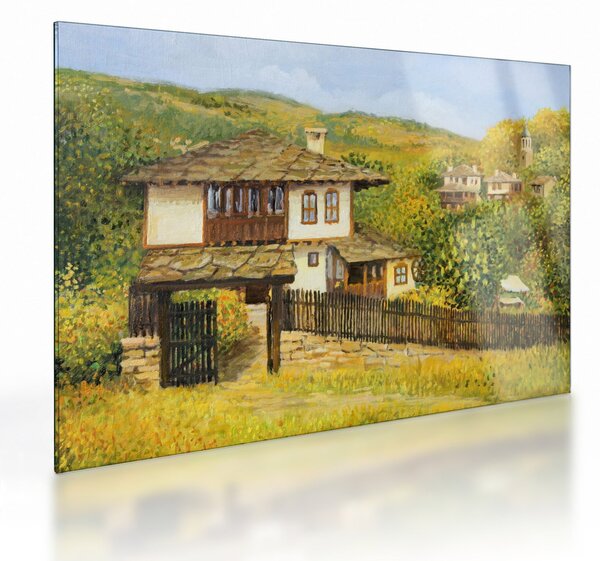 Tablou pe sticlă - Cabane în timpul verii (70x50 cm)