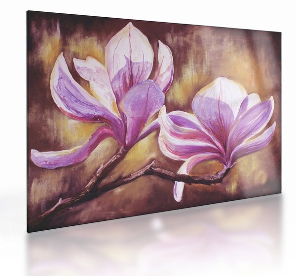 Tablou pe sticlă - Flori de magnolie (70x50 cm)
