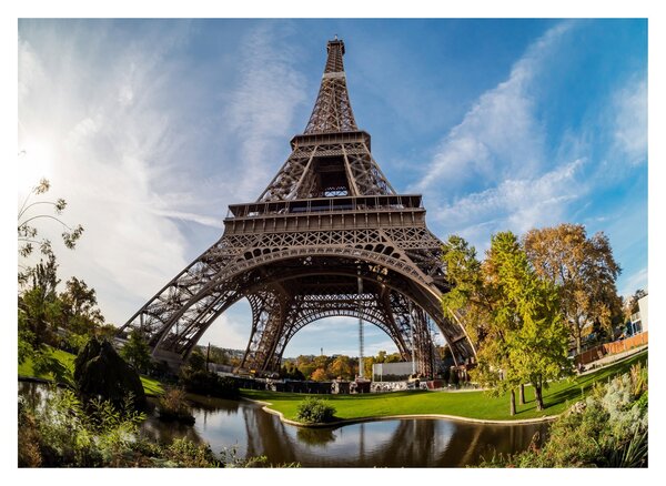 Tablou pe sticlă - Turnul Eiffel colorat (70x50 cm)