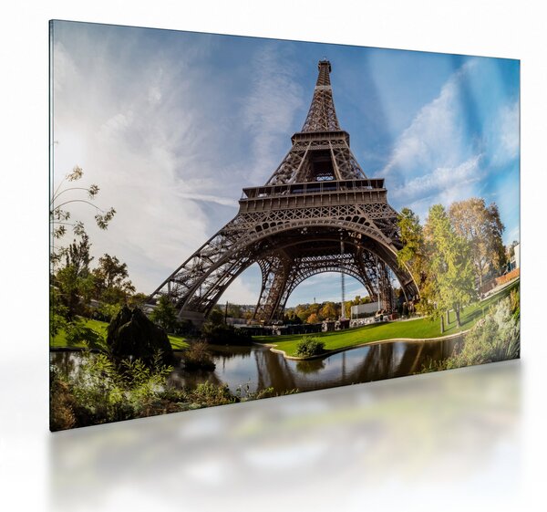 Tablou pe sticlă - Turnul Eiffel colorat (70x50 cm)