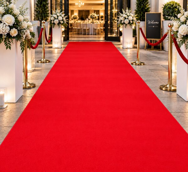 Mochetă Roșie pentru Evenimente, Nunți și Expoziții, Model Velour, Latime 2 m si 3m, 715 gr mp Rosu, 300 x 300