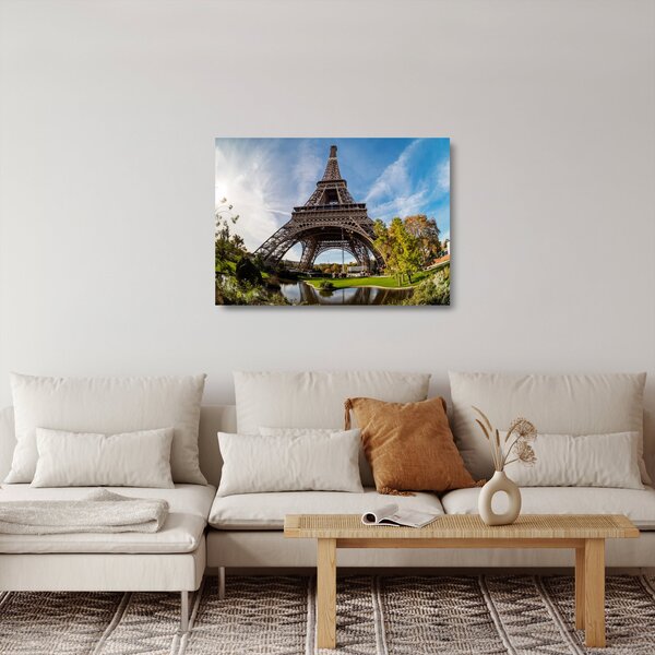 Tablou pe sticlă - Turnul Eiffel colorat (70x50 cm)