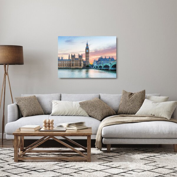 Tablou pe sticlă - Londra în culori pastelate (70x50 cm)