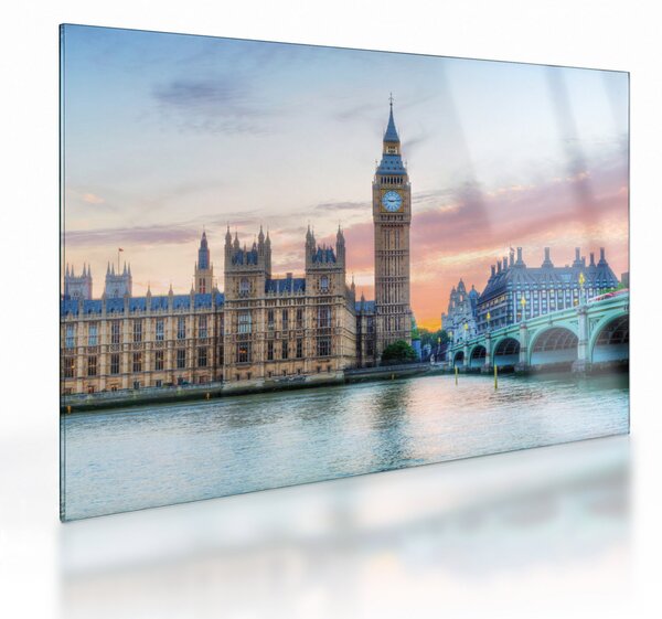Tablou pe sticlă - Londra în culori pastelate (70x50 cm)
