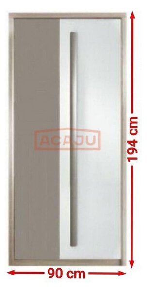 Dulap ROMA 1, stejar/alb lucios/gri mat, PAL laminat/insertii PVC, cu