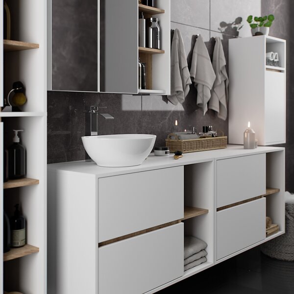 Dulap de baie Vambos W35 1P 1W (alb + stejar sonoma). Promo -15%. 1152091