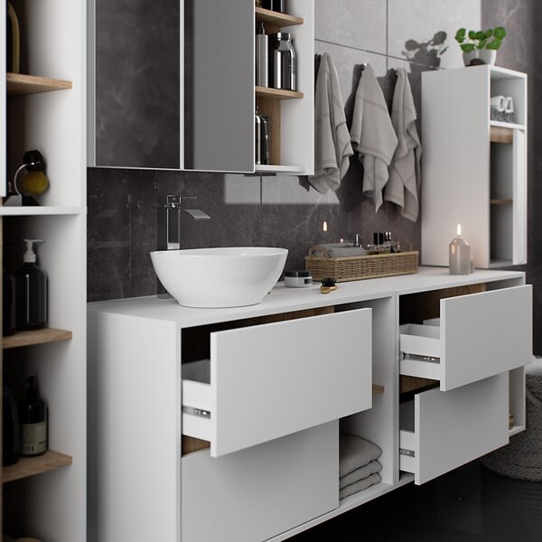 Dulap de baie Vambos W35 1P 1W (alb + stejar sonoma). Promo -15%. 1152091