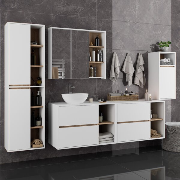Dulap de baie Vambos W35 1P 1W (alb + stejar sonoma). Promo -15%. 1152091