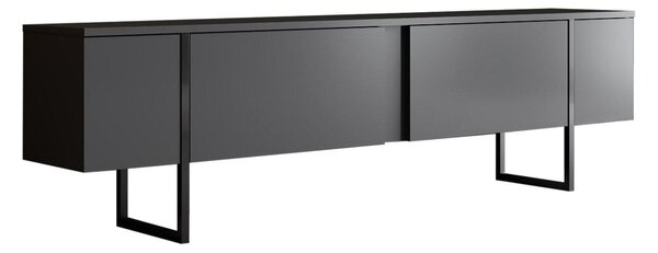 Comoda TV cu usi LUXE, gri antracit/negru, PAL, 180x30x50 cm