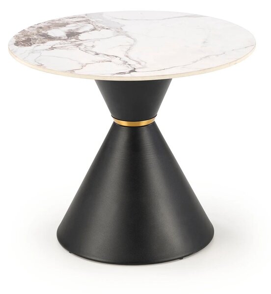 Masuta cafea blat marmura GORETTI S, alb cu efect de marmura/negru/aur