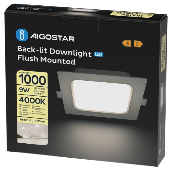 Aigostar - Corp de iluminat LED încastrat 9W/230V, 4000K, 14,5x14,5 cm, alb