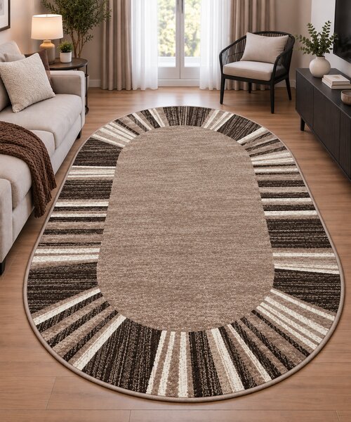 Covor Living, Model Mira 24070 120, Forma Oval, Maro 60x110
