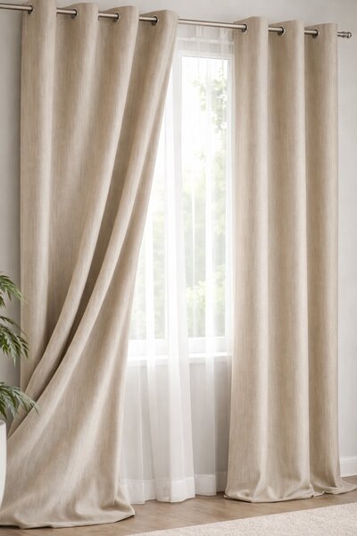 Draperie catifea cappucino cu linii 140 x 260 cm Velunia Home – CONFTEX PUCIOASA