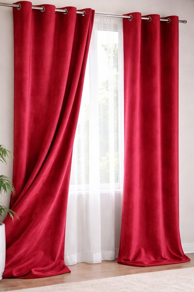 Draperie catifea rosie 140 x 260 cm Velunia Home – CONFTEX PUCIOASA