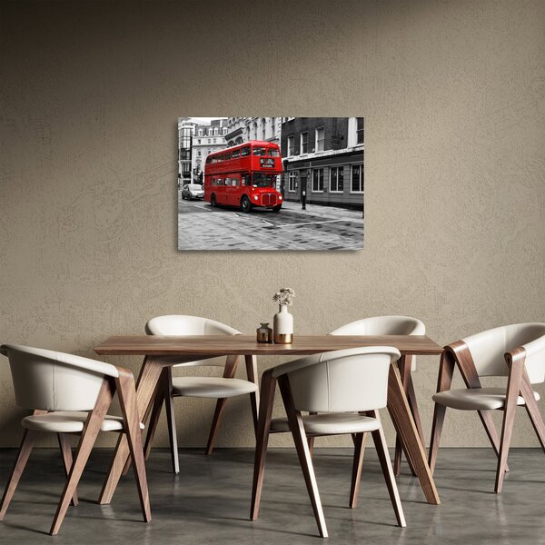 Tablou pe sticlă - Londra cu autobuz (70x50 cm)