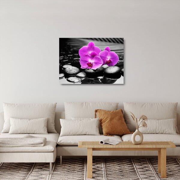 Tablou pe sticlă - Orhidee violet (70x50 cm)
