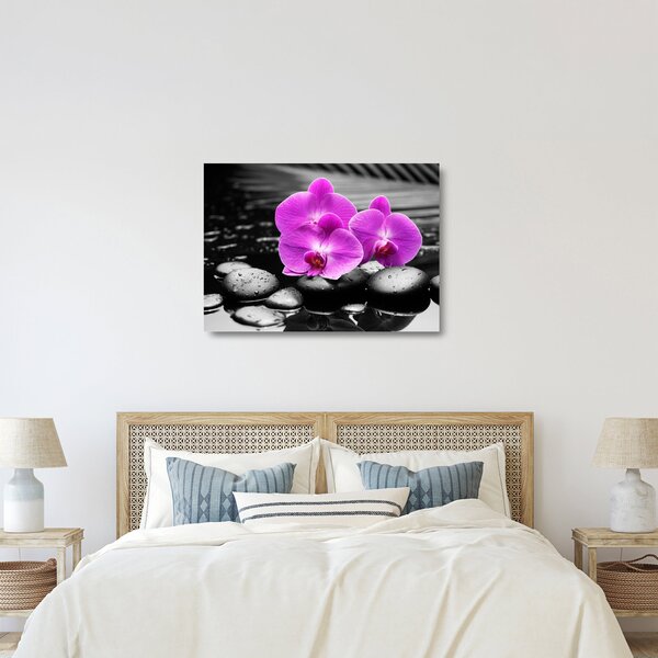 Tablou pe sticlă - Orhidee violet (70x50 cm)