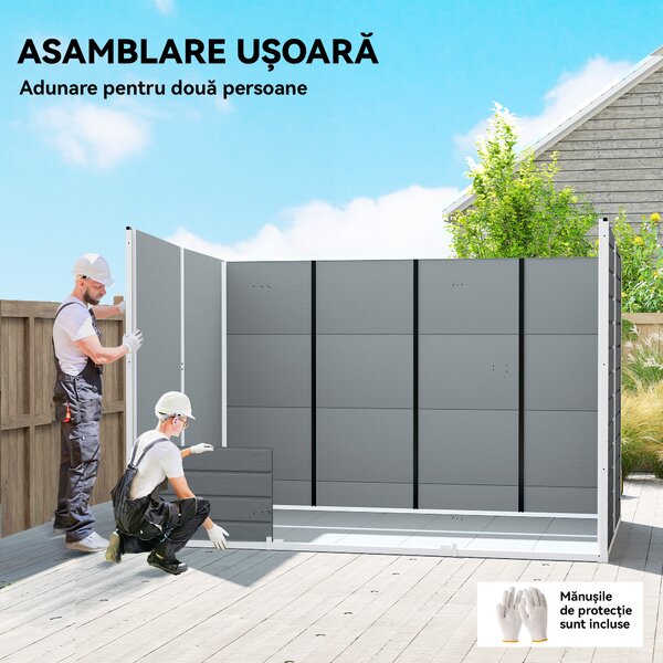 Outsunny Căsuță de Grădină pentru Depozitare Unelte 4.96m² Gri | Aosom Romania